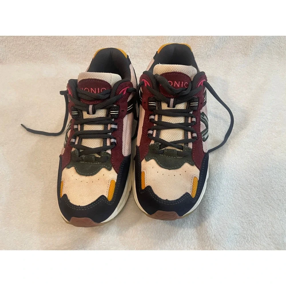 Vionic 23WALK 2.0 Womens Sneakers Burgundy Navy Cream Suede Mesh Walking Shoes 8
